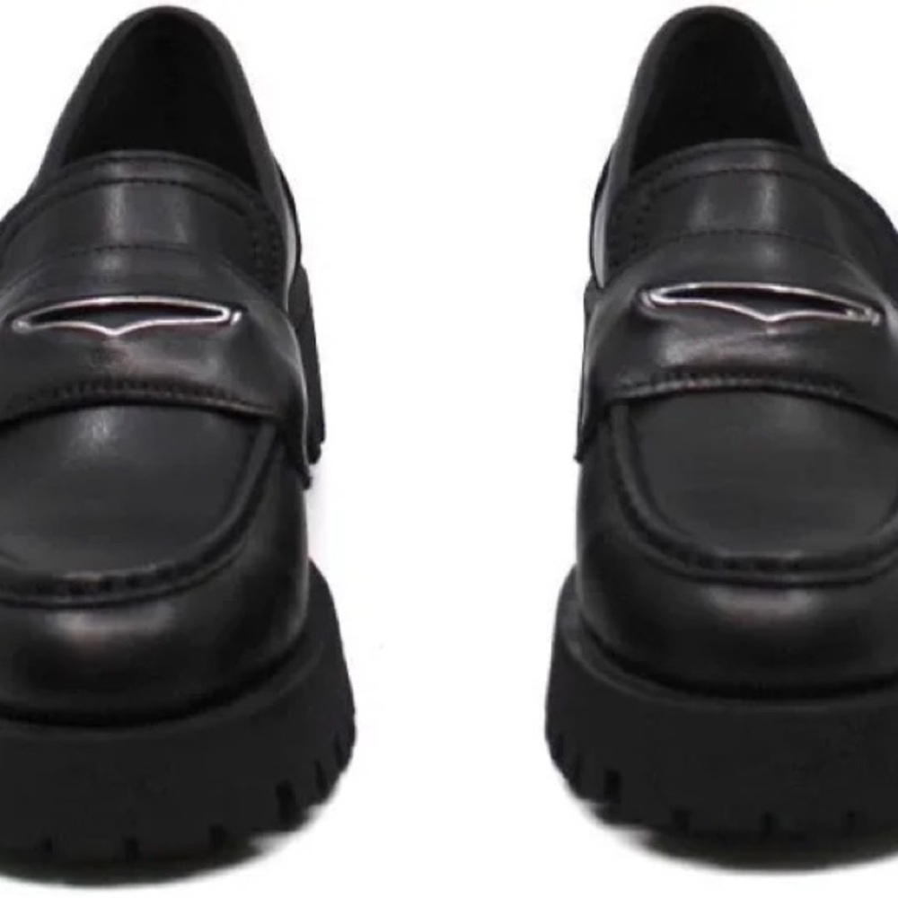 Steve Madden Black Platform Penny Loafers